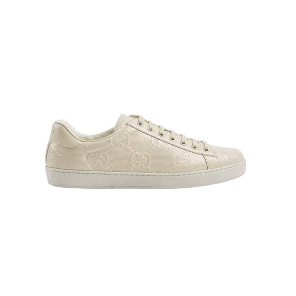 NEW AUTHENTIC Gucci Ace GG Embossed White Sneakers Men Size 16 US Leather